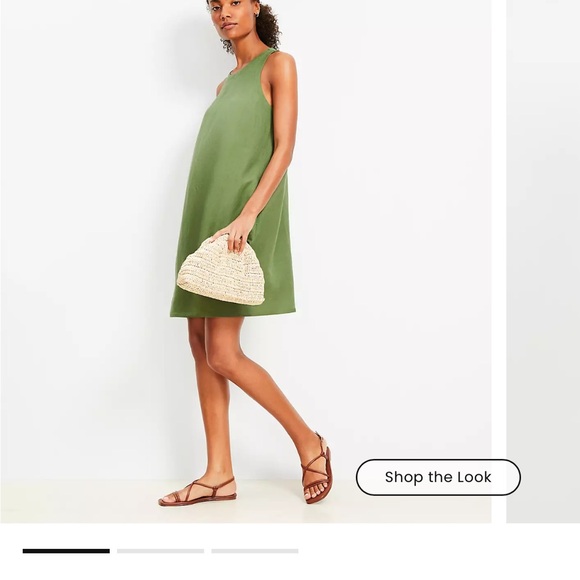 LOFT Linen Blend Cutout Back Mini Pocket Dress - Picture 1 of 6